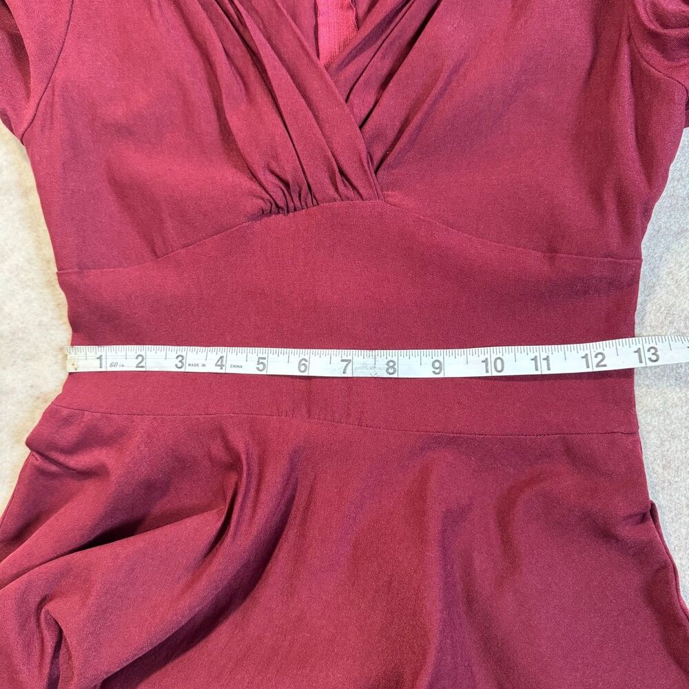 Unique Vintage Burgundy Delores Dress Fit & Flare Women’s 10 Retro Rockabilly - Picture 8 of 9